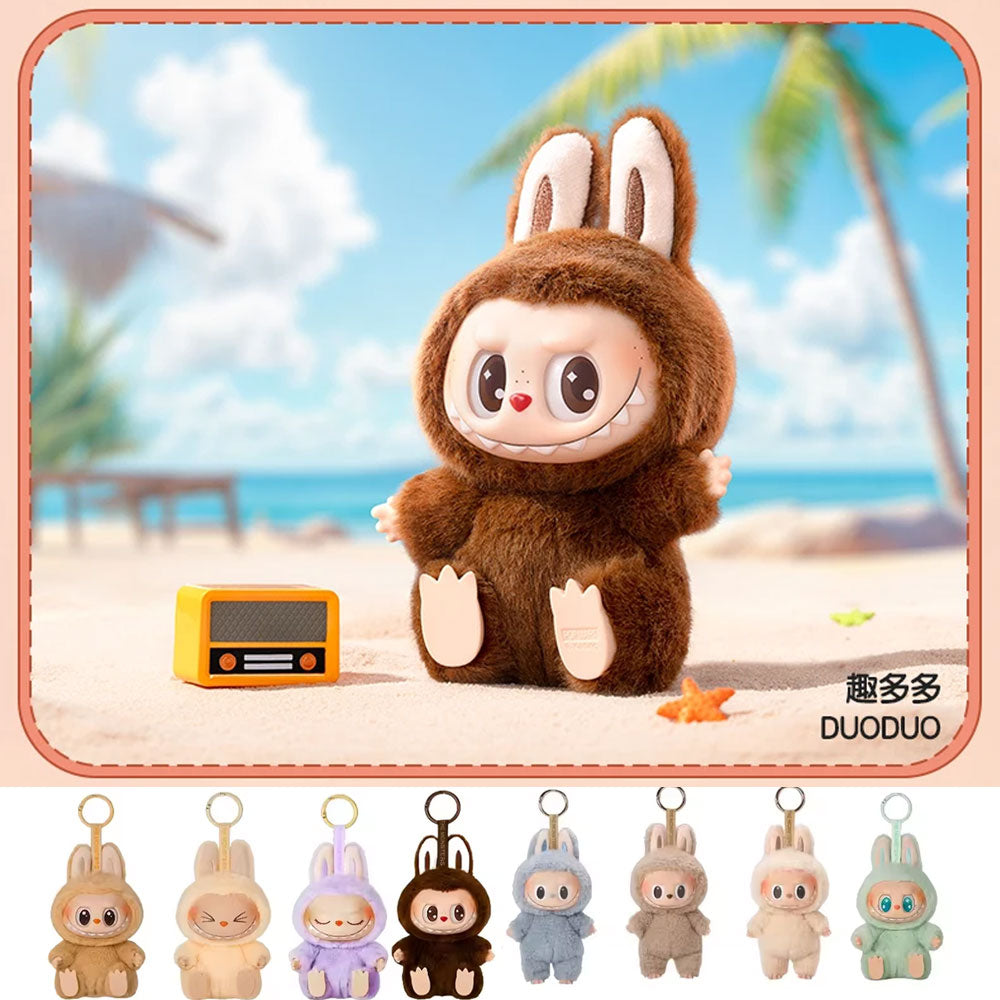 دمية Labubu فرو فاخرة لطيفة مع ميدالية مفاتيح على اشكال الوحوش