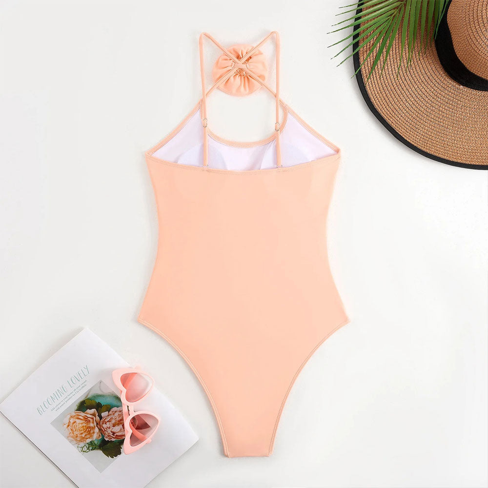 مايوه بكيني قطعة واحدة بتفاصيل وردة