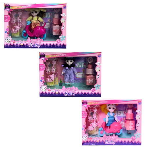 دمية أنيقة مع دراجة نارية – مغامرة ممتعة بأسلوب عصري!